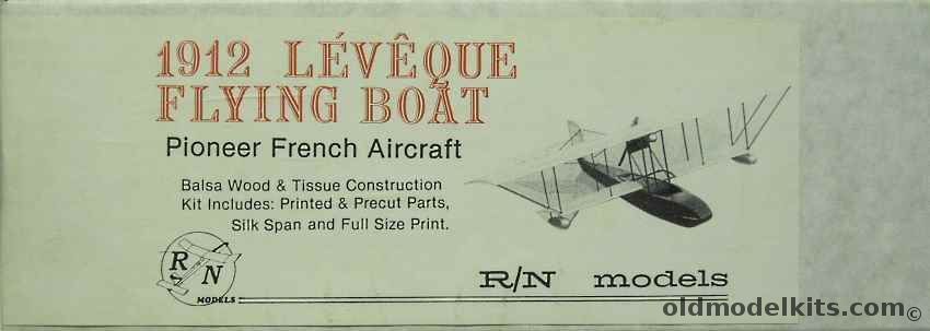RN Models 1912 Leveque Flying Boat - 33 Inch Wingspan Scale Flyer, UA413 plastic model kit